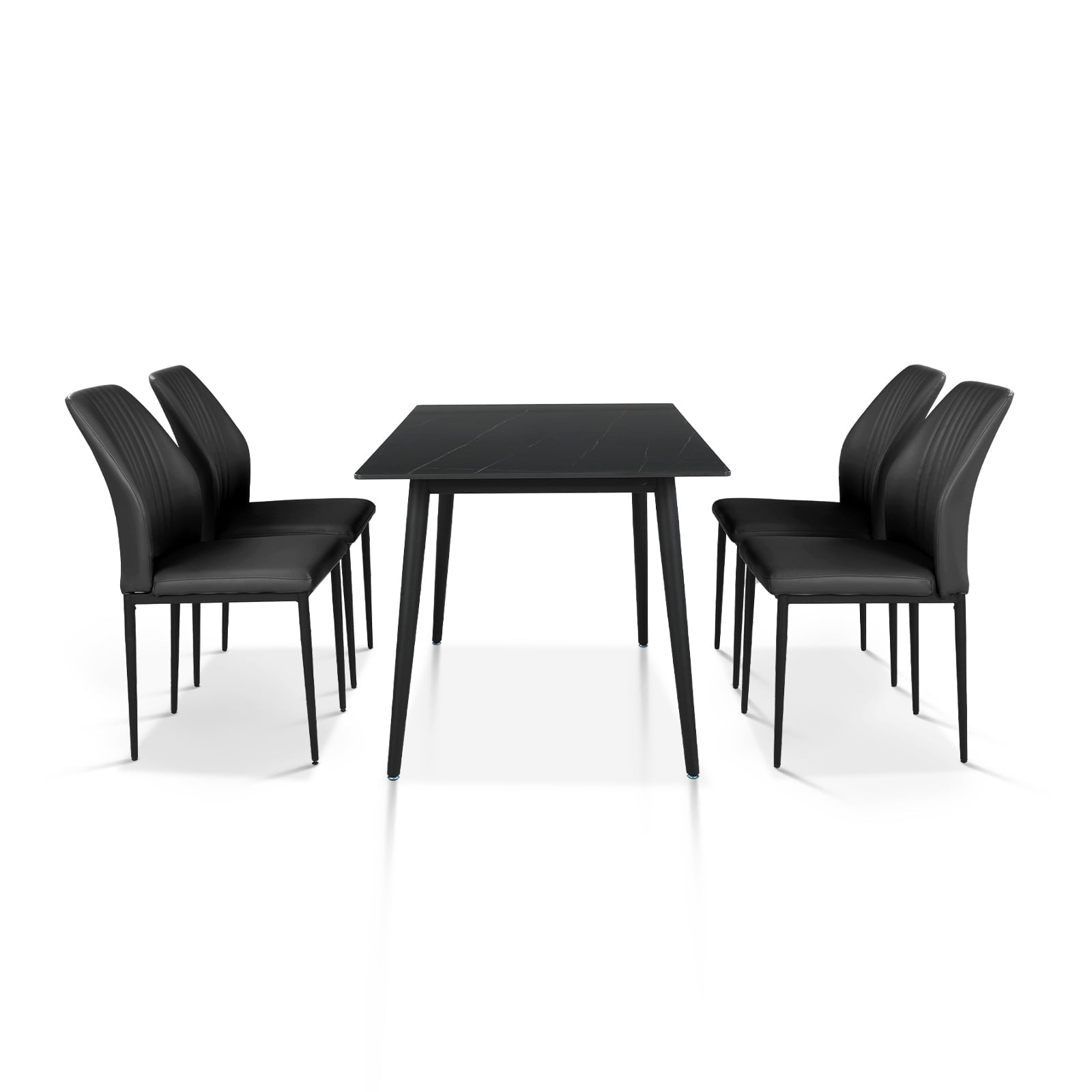 Dining Table, Modern Kitchen Table Set Top with Slate Stone, Metal Base & Legs, Dining Room Table and Chairs