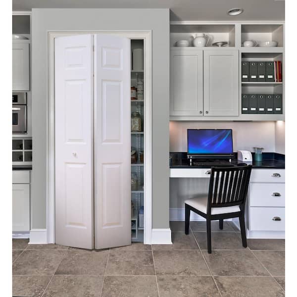 24 in. x 80 in. 6 Panel Colonist Primed Textured Molded Composite Hollow Core Closet Bi-Fold Door