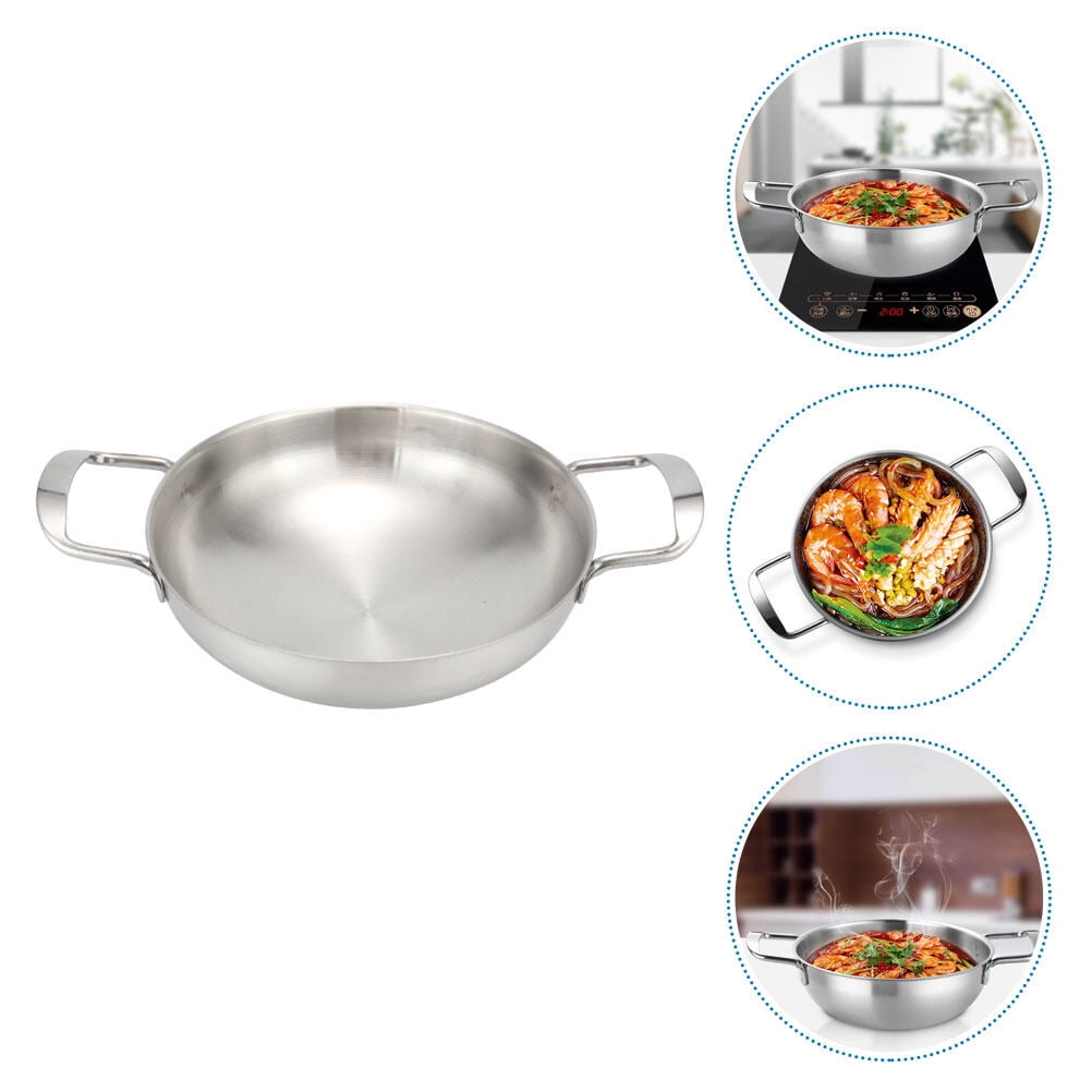 Homemaxs 1Pc Household Ramen Pot Binaural Stainless Pan Kitchen Noodle Stockpot (Silver)