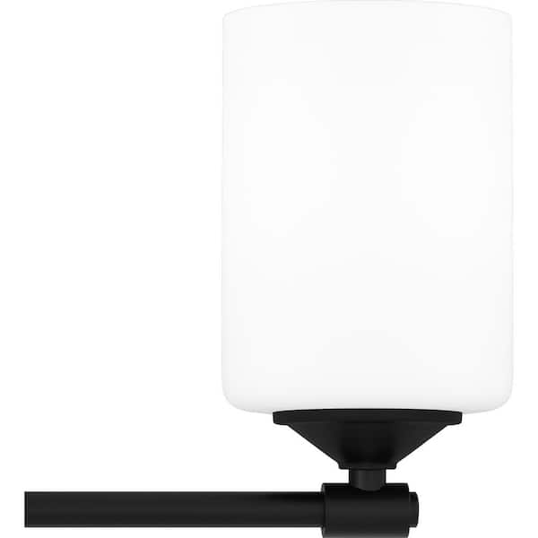 Darlington 29.5 in. 4-Light Matte Black Vanity Light with Frosted Opal Glass Shades