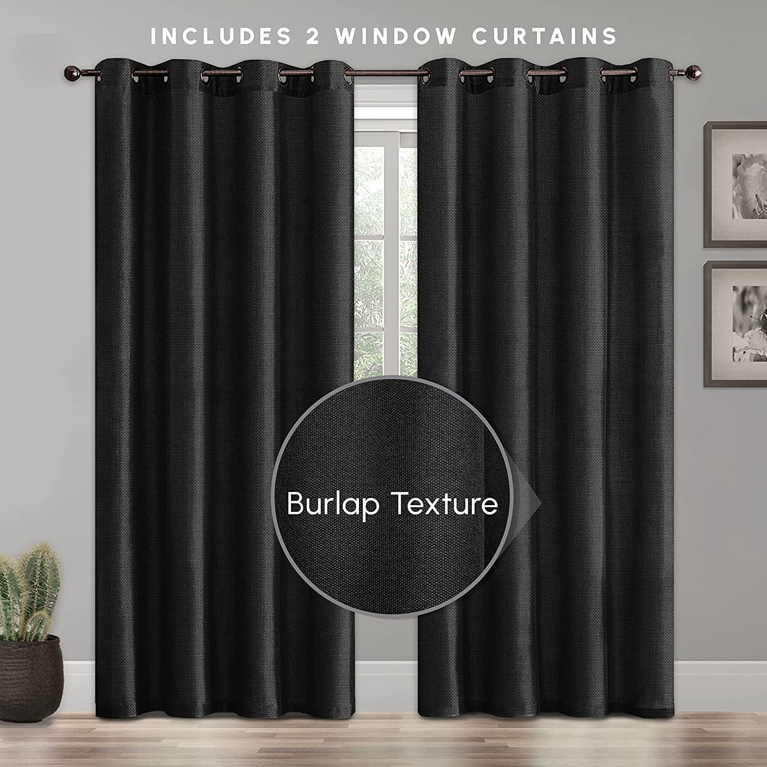 Thermal Insulated Darkening Curtains, Grommet Top Draperies for Bedroom, Office and Living Room, (Set of 2) 54
