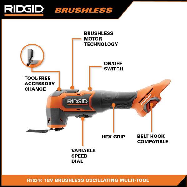 18V Brushless Cordless 3-Tool Combo Kit w/ Hammer Drill, Impact Driver, Oscillating Multi-Tool, Batteries, Charger & Bag