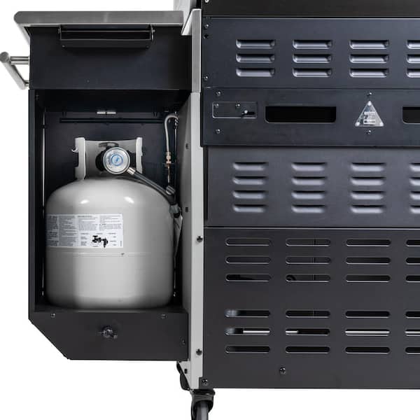 4-Burner Gas Grill and Pellet Smoker Combo in Black
