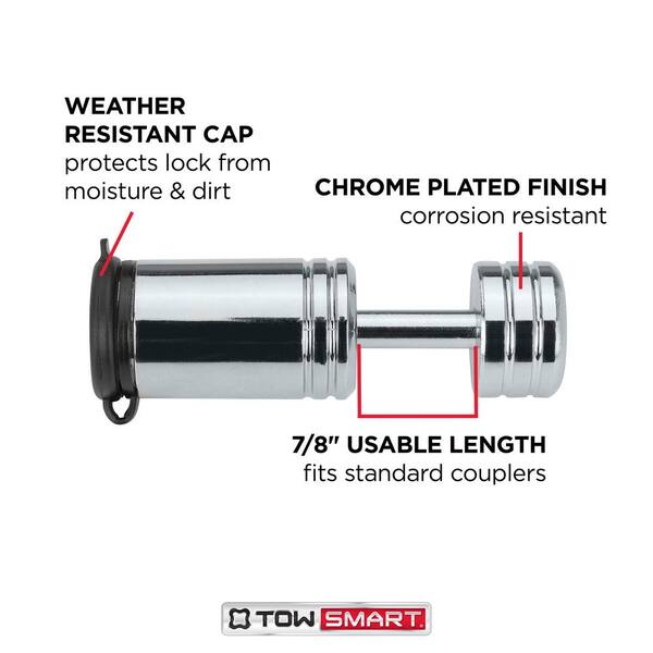 Steel Locking Boomerang Hitch Pin with Coupler Lock - Fits 1/2 in. and 5/8 in. Receivers