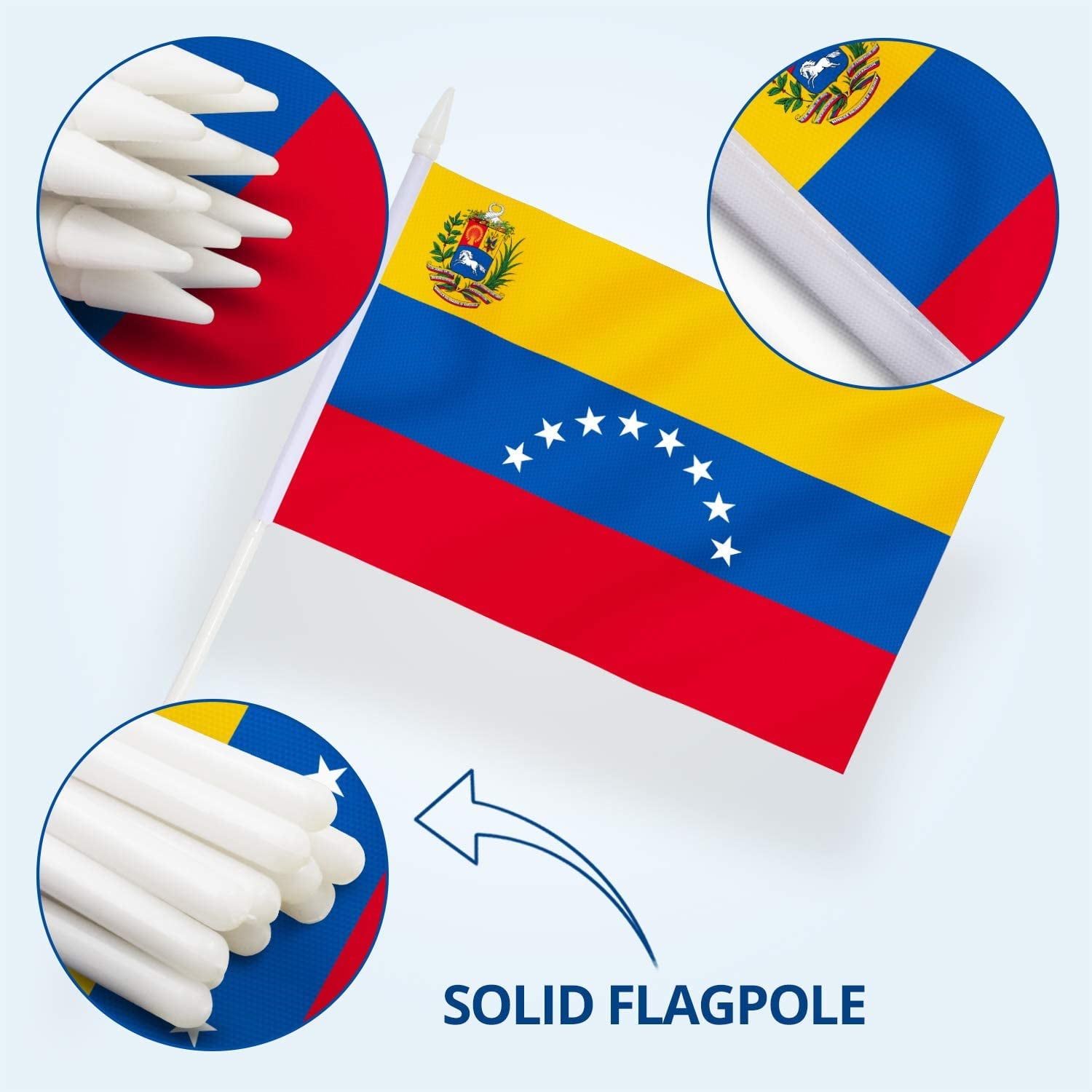 Anley 5 in x 8 in Venezuela Mini Flag 12 Pack - Hand Held Miniature Venezuelan Flags