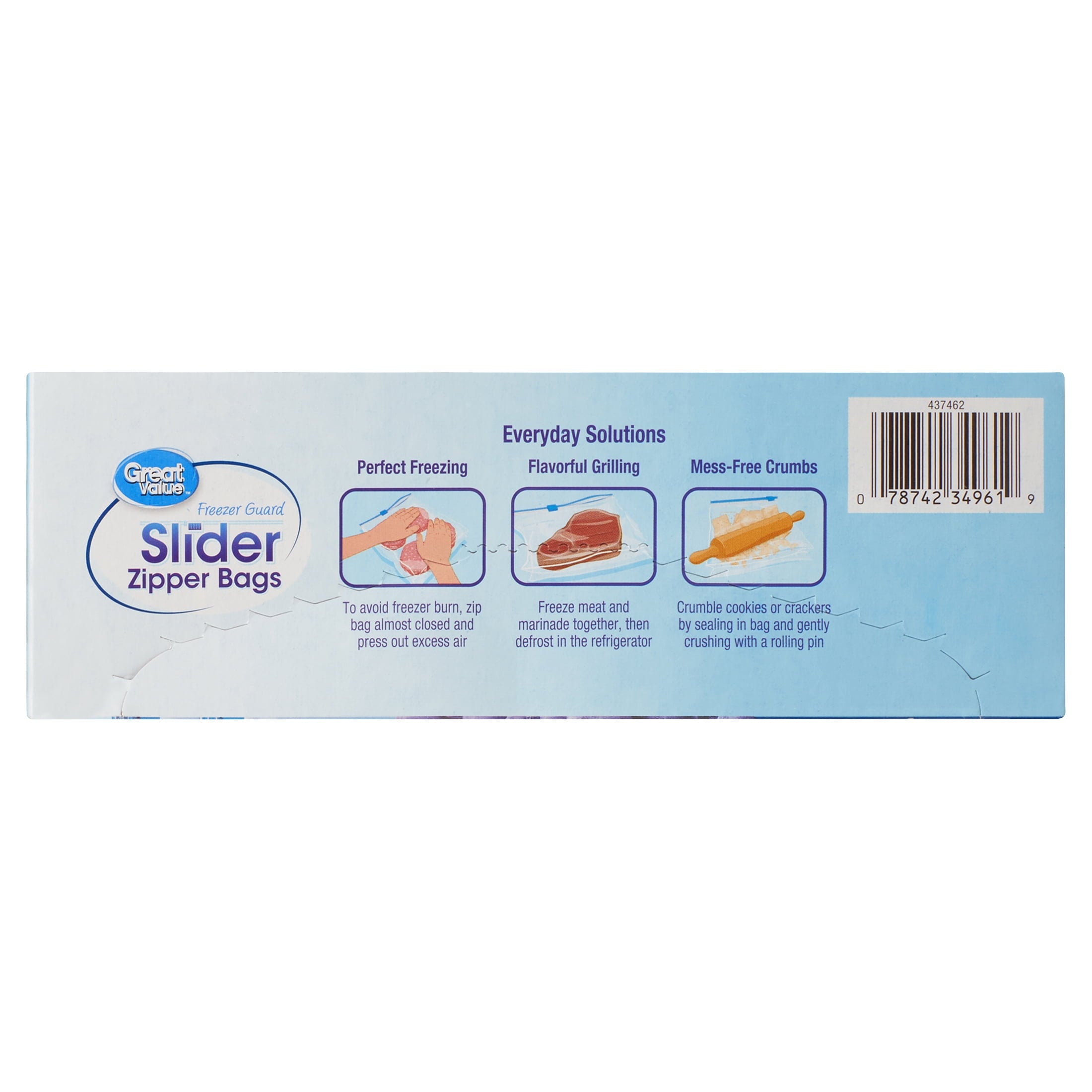 Great Value Freezer Guard Slider Zipper Bags, Quart Freezer, 50 Count