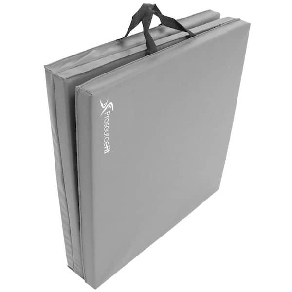 Tri-Fold Folding Thick Exercise Mat Grey 6 ft. x 2 ft. x 1.5 in. Vinyl and Foam Gymnastics Mat (Covers 12 sq. ft.)