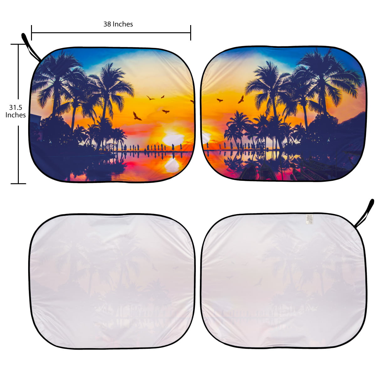 Auto Drive 2 Piece Universal Fit Most Vehicles' Windshield Super Jumbo Tropical Twist Sun Shade, 31.5