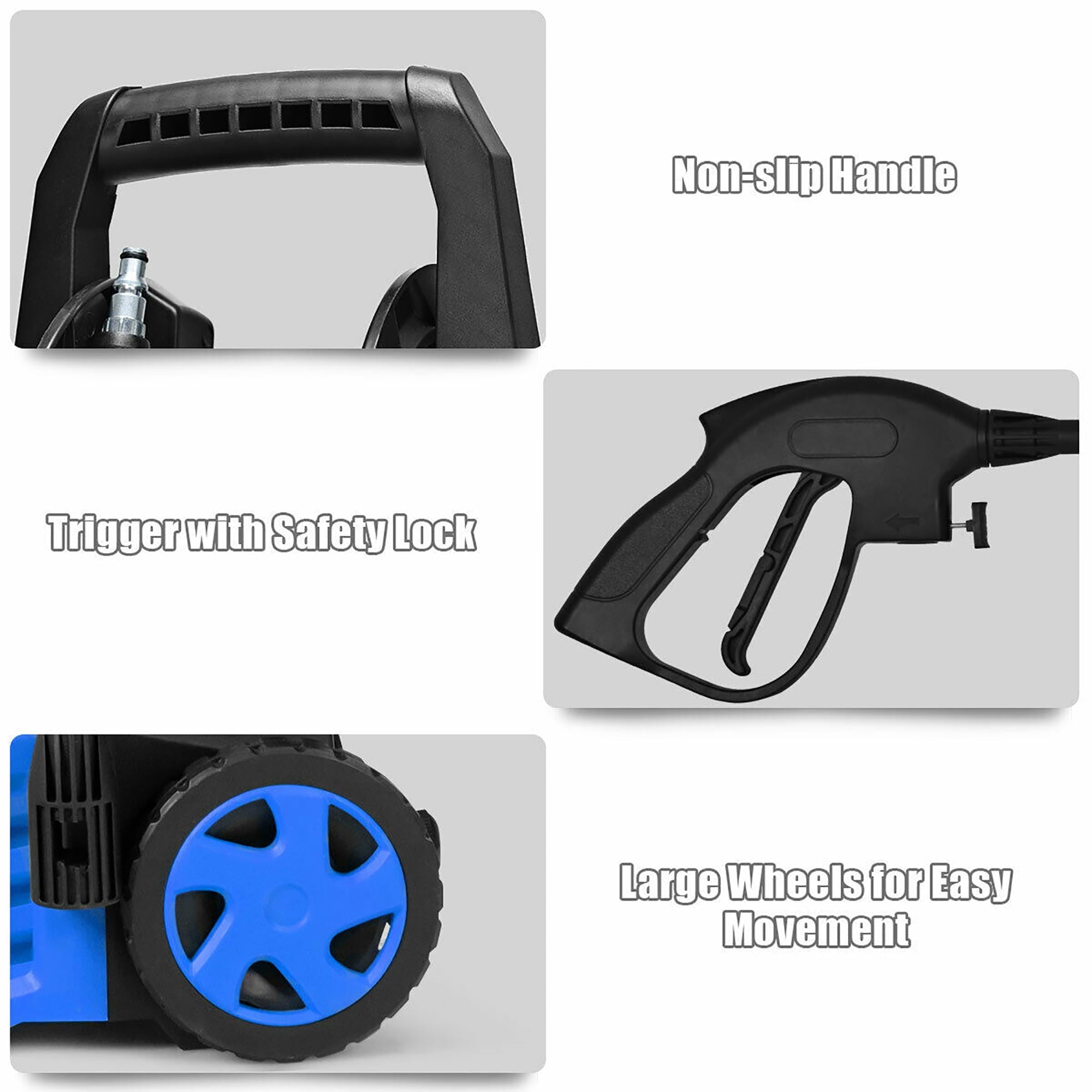 Costway 2030PSI Electric Pressure Washer Cleaner 1.7 GPM 1800W with Hose Reel Blue