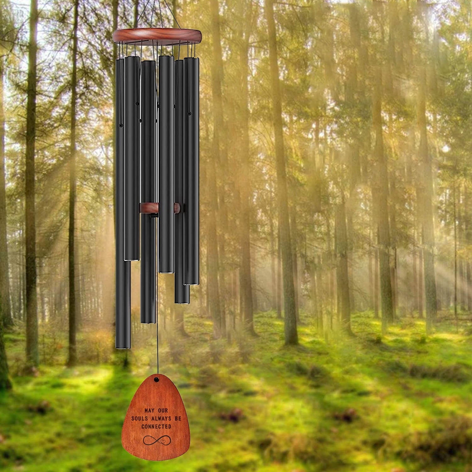 Infinite Love Wind Chimes Black Metal 32in Beautiful Deep Tones Home Garden Patio by Synergier