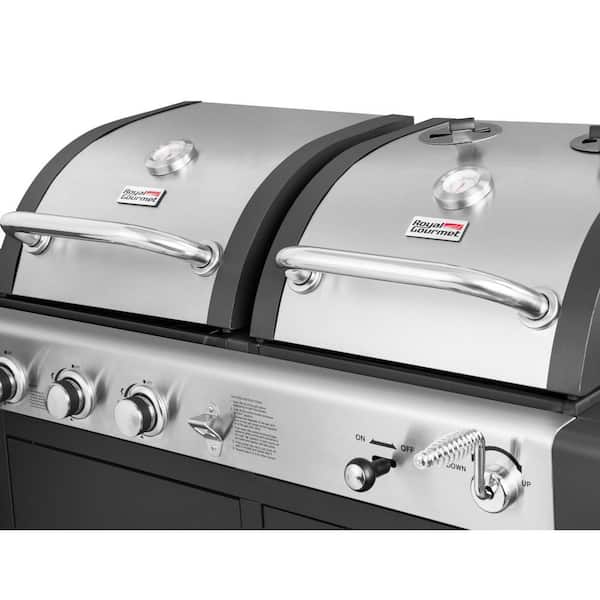 3-Burner Propane Gas and Charcoal Combo Grill with Cover