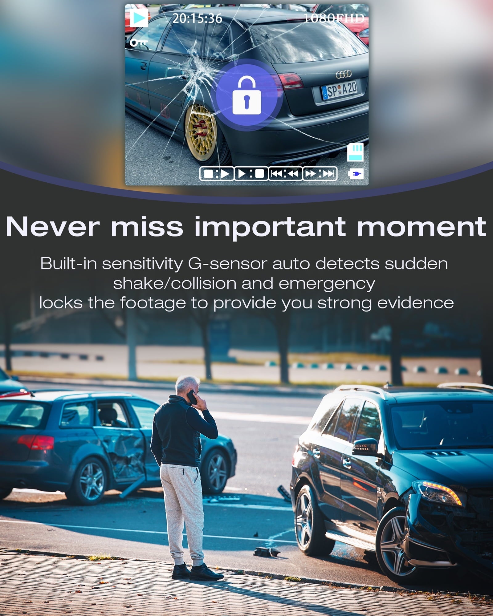 TOGUARD Dual Dash Cam Front and Inside 1080P Dash Camera for Cars with 64GB SD Card IR Night Vision Car Camera for Taxi Accident Lock Parking Monitor 2 Mounting Options