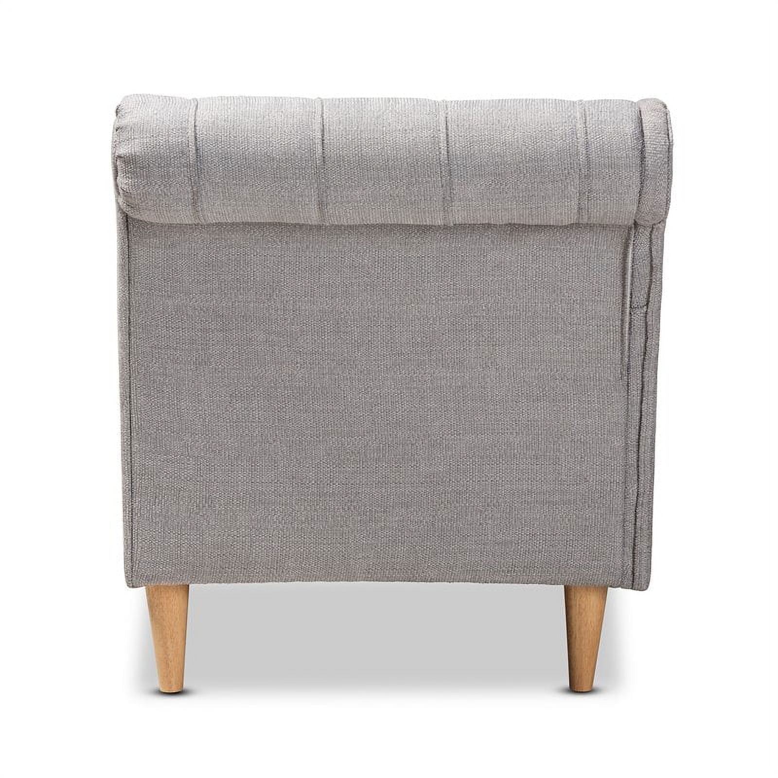 Bowery Hill Grey Upholstered Oak Finished Chaise Lounge