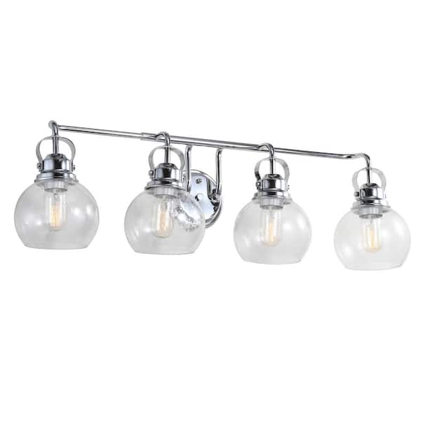 Shirley 34 in. 4-Light Metal/ Bubbled Glass Chrome Vanity Light