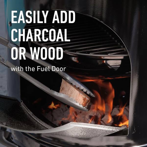 22 in. Smokey Mountain Cooker Smoker in Black with Cover and Built-In Thermometer