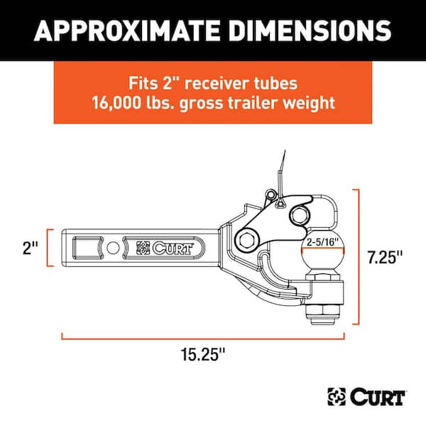 12,000 lbs. Receiver-Mount Trailer Hitch Ball Mount & Pintle Hook Combination with 2-5/16 in. Ball (2 in. Shank)