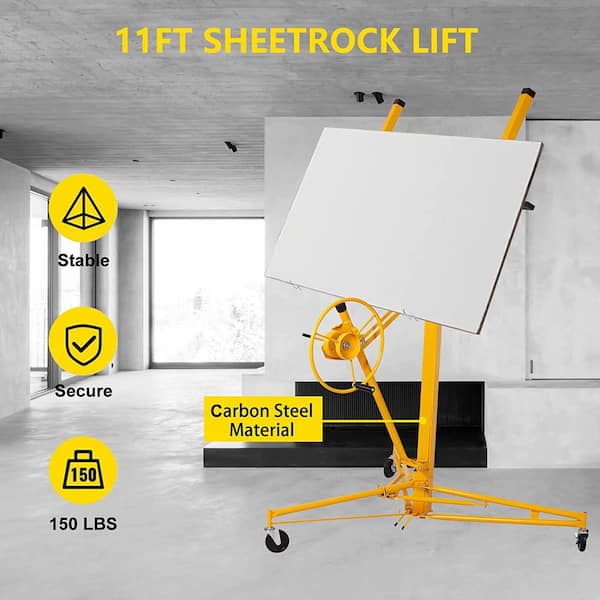 16 ft. Drywall Panel Hoist Drywall Lift Rolling Panel Hoist Jack Lifter in Yellow
