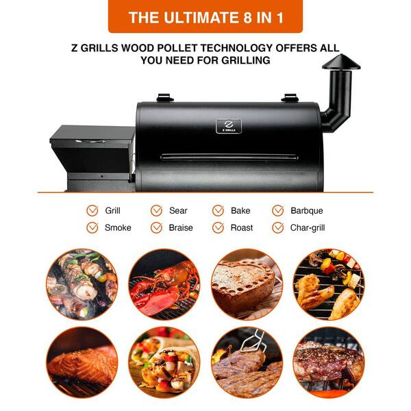 694 sq. in. Pellet Grill and Smoker with cabinet storage, Black