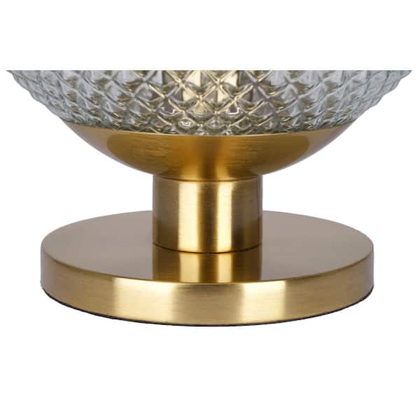 Snocreek 10 in. Brushed Gold 1-Light Uplight Table Lamp with Prismatic Glass Globe Shade