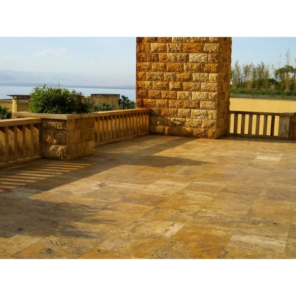 Riviera Gold Travertine Tumbled Paver Kits (120 pieces/160 sq. ft./Pallet)