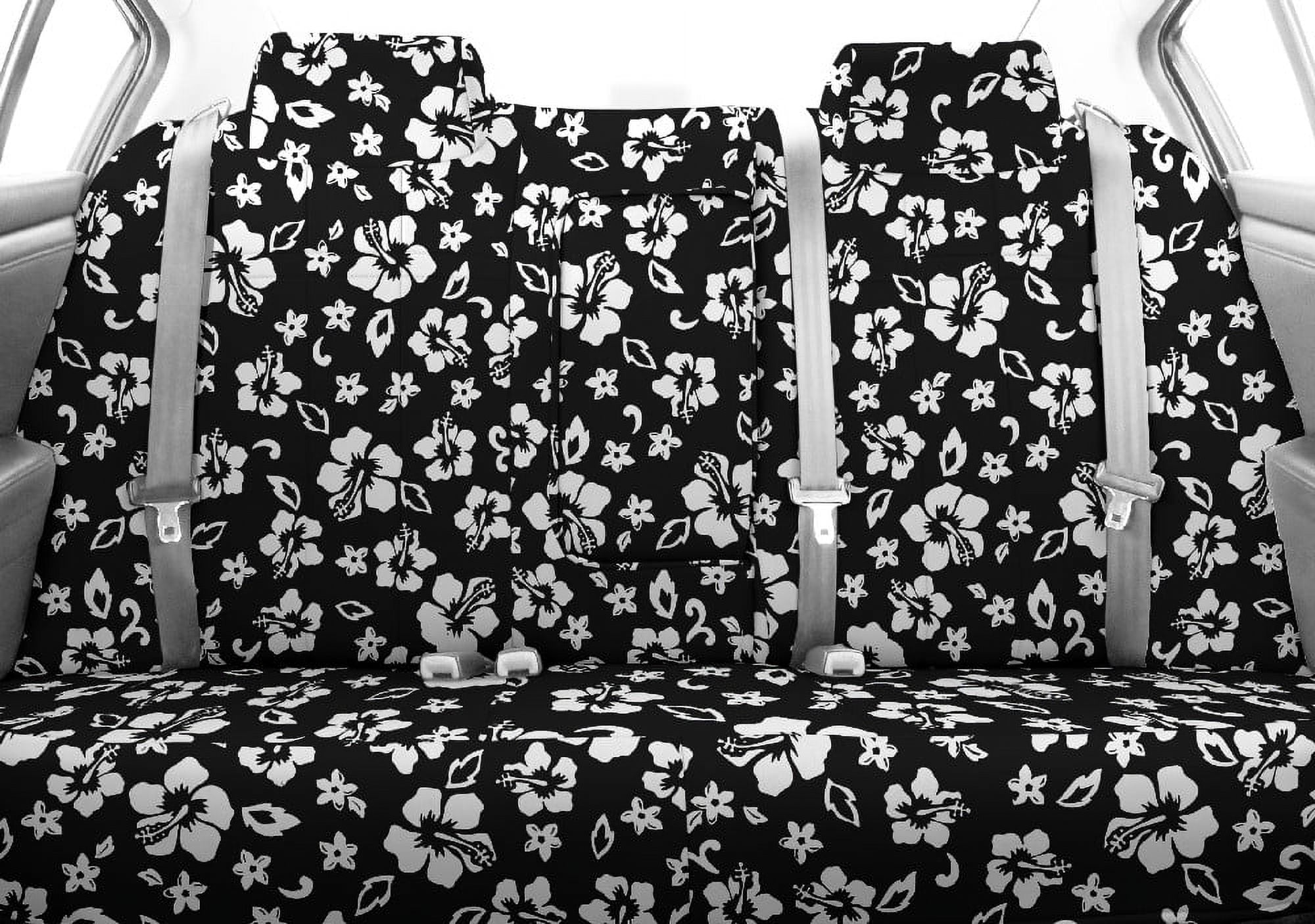 CalTrend Rear 40/60 Split Back & Solid Cushion NeoSupreme Seat Covers for 2014-2019 Toyota Corolla - TY521-31NA Hawaii Black Insert and Trim