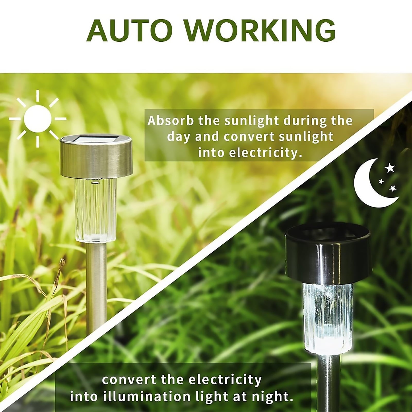 GIGALUMI Solar Lights Outdoor Garden Led Light Landscape/Pathway Lights Stainless Steel-12 Pack