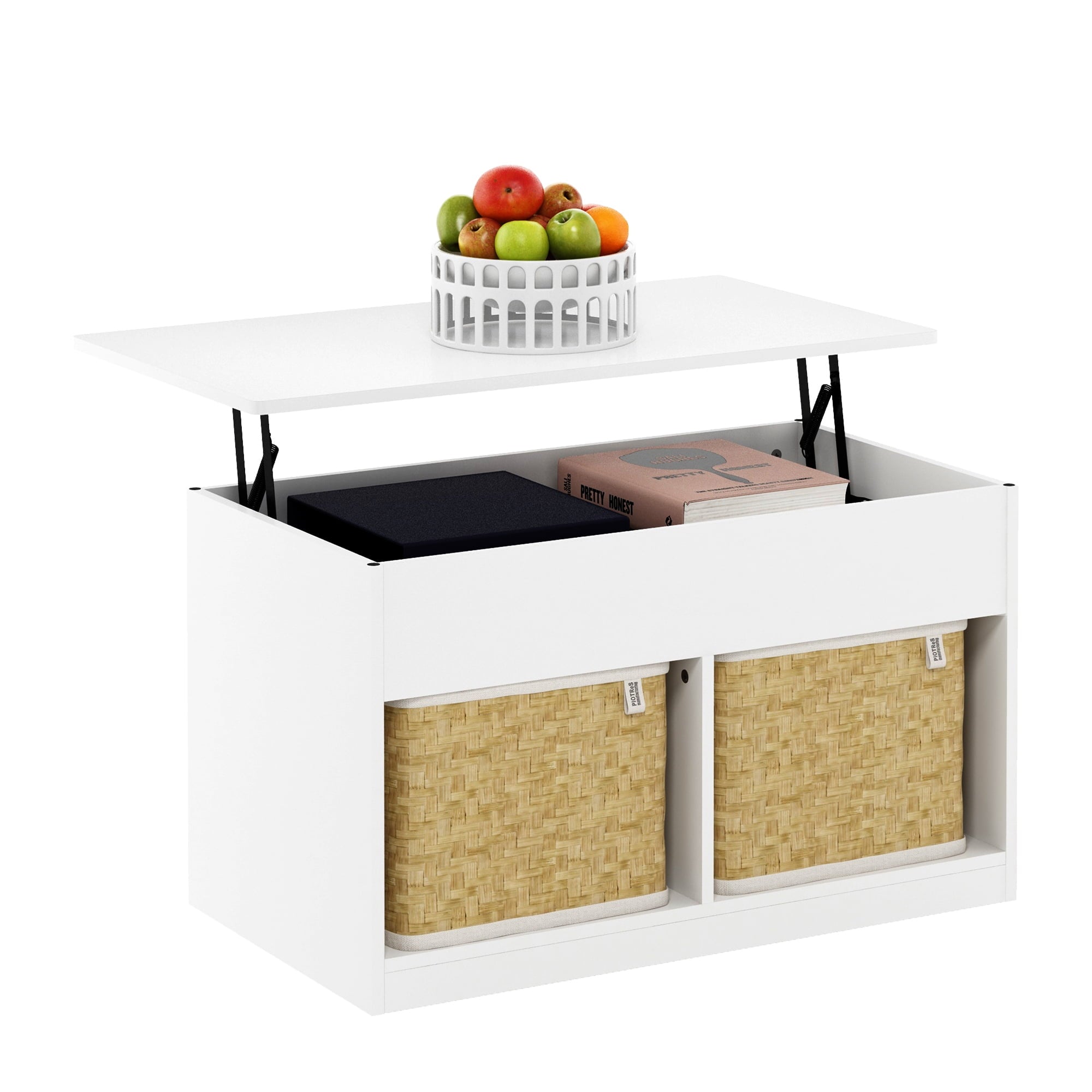 Furinno Jensen Lift Top Coffee Table, Solid White