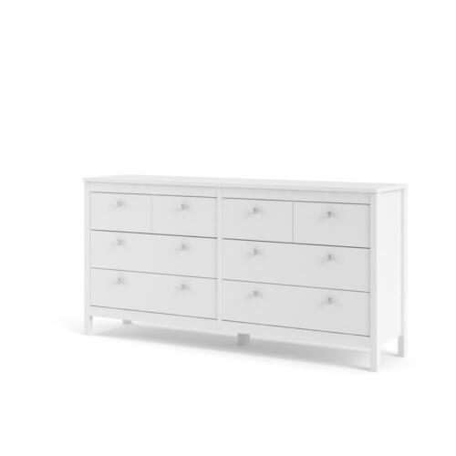 Madrid 8 Drawer Double Dresser , White