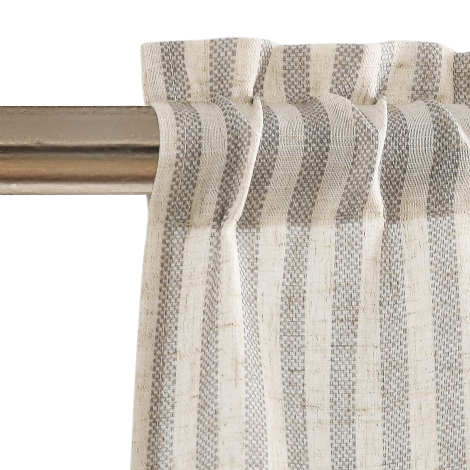 CURTAINKING Kitchen Valance Stripe Pattern Farmhouse Window Valance 18 inch Linen Window Treatment for Bathroom Rod Pocket 1 Panel Grey