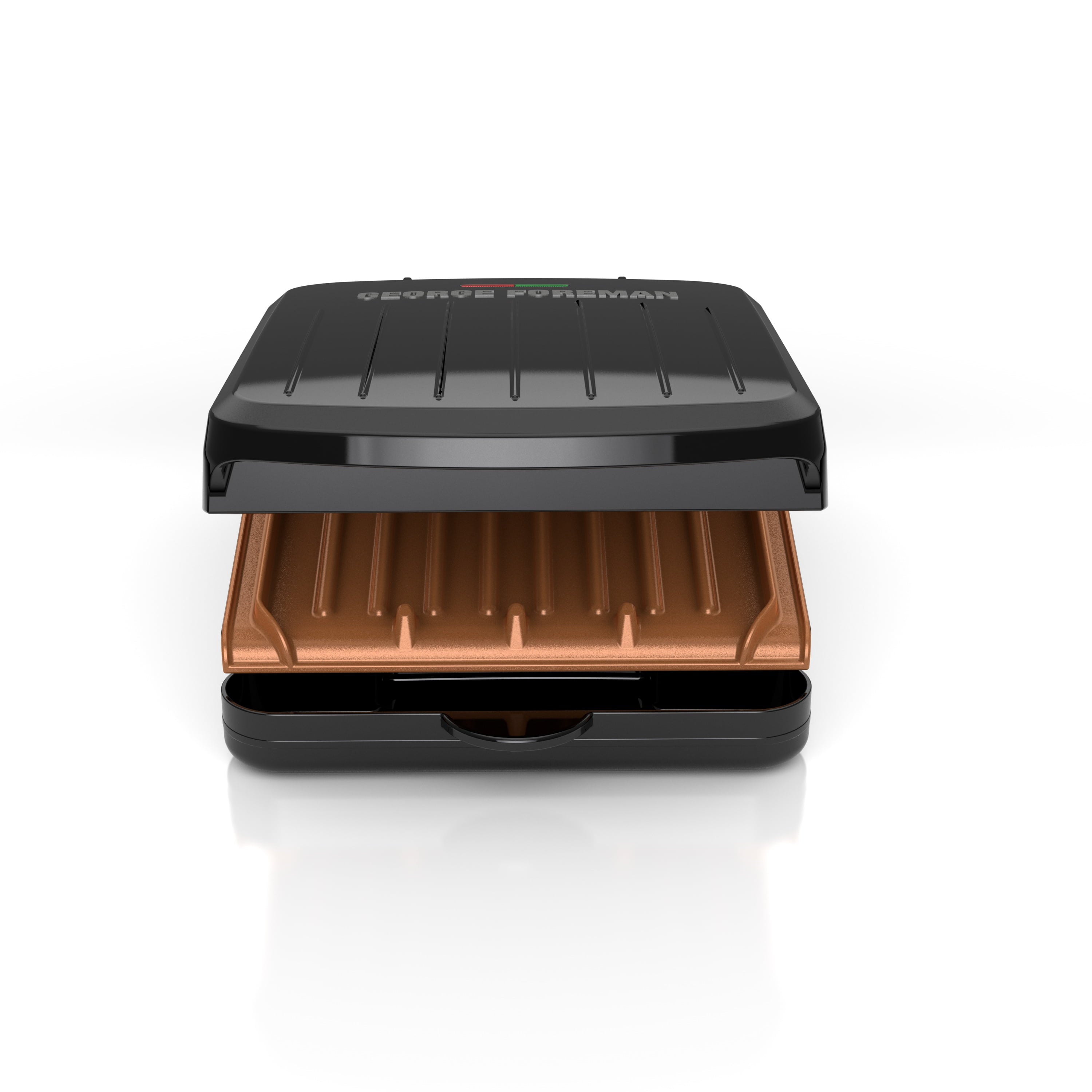 Foreman Electric Indoor Grill and Panini Press, Black with Copper Plates, Serves 2, Classic Plate, GRS040-Series