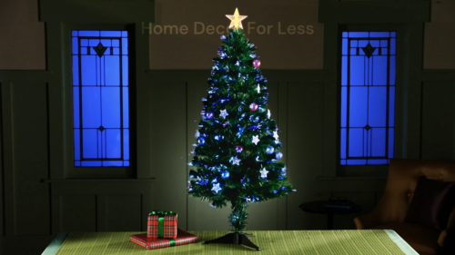 4-Ft Fiber Optic Lighted Christmas Tree Fully Decorated Tabletop Holiday Decor