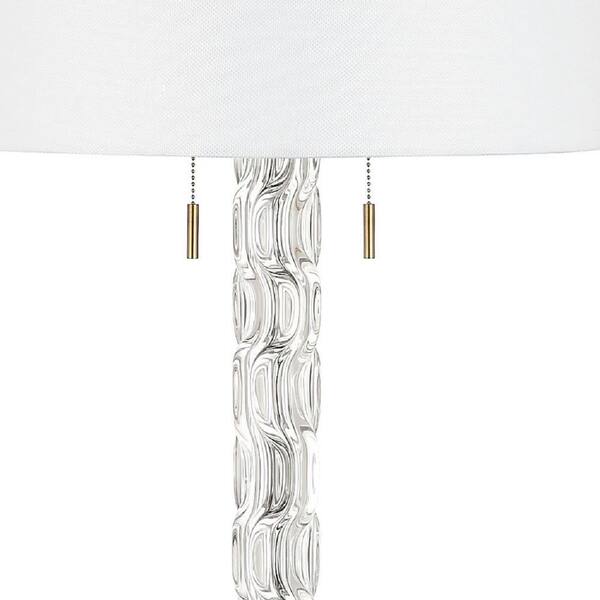 Rayna 37 in. Clear/Gold Metallic Table Lamp with Off-White Shade