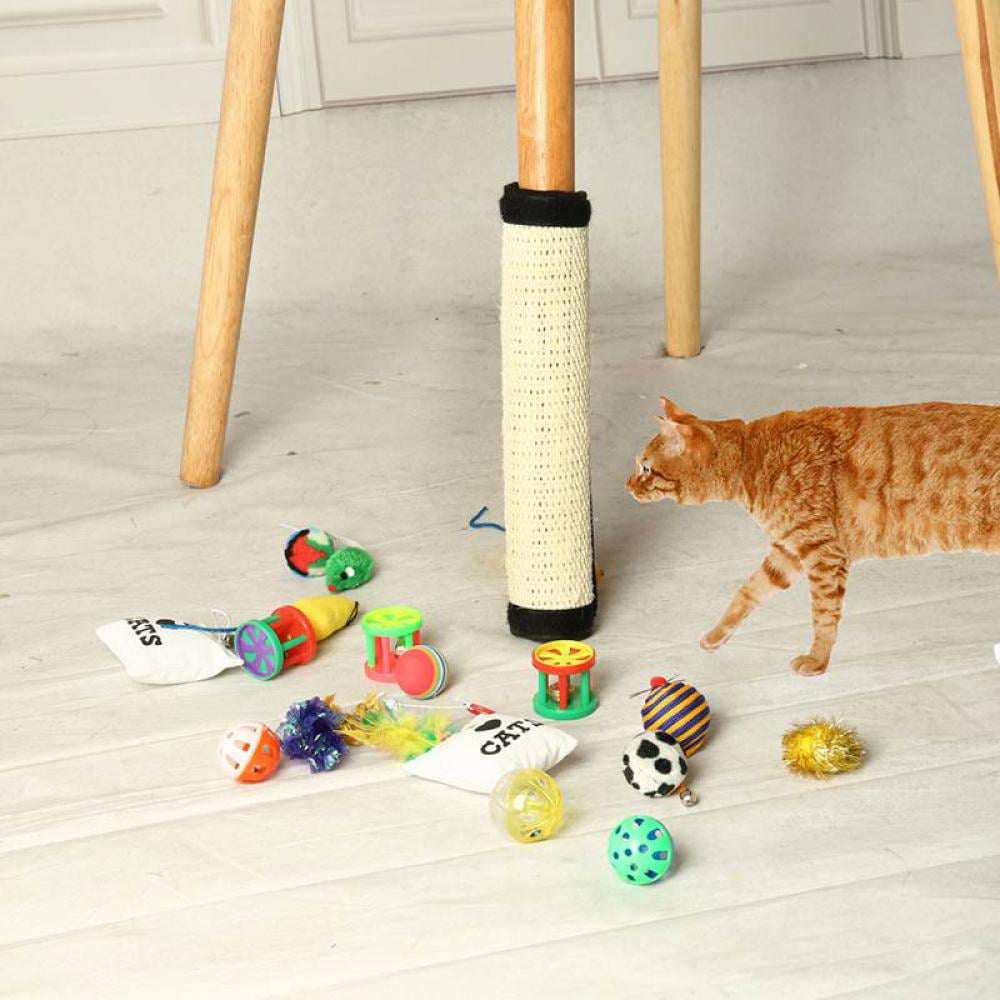Pretty Comy Non-toxic Sisal Hemp Cat Scratching Post Protecting Furniture Grinding Claws Cat Scratcher Toy Blue M