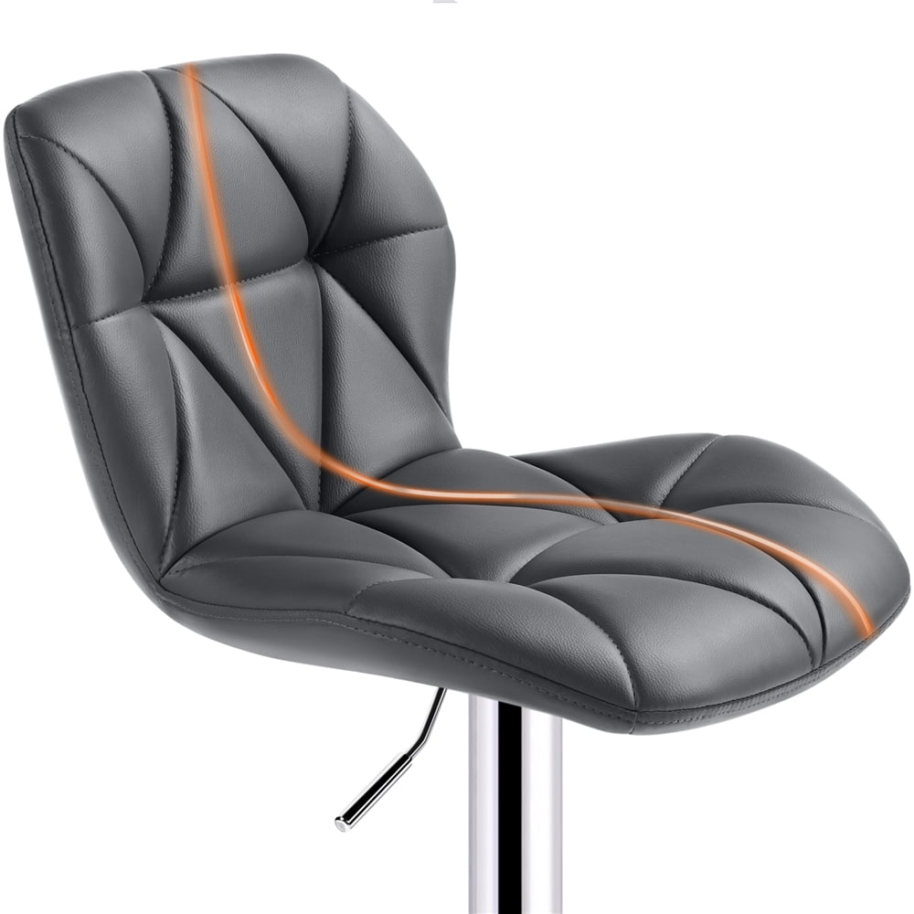 Alden Design Adjustable Counter-Height Faux Leather Modern Barstool, Set of 2, Gray