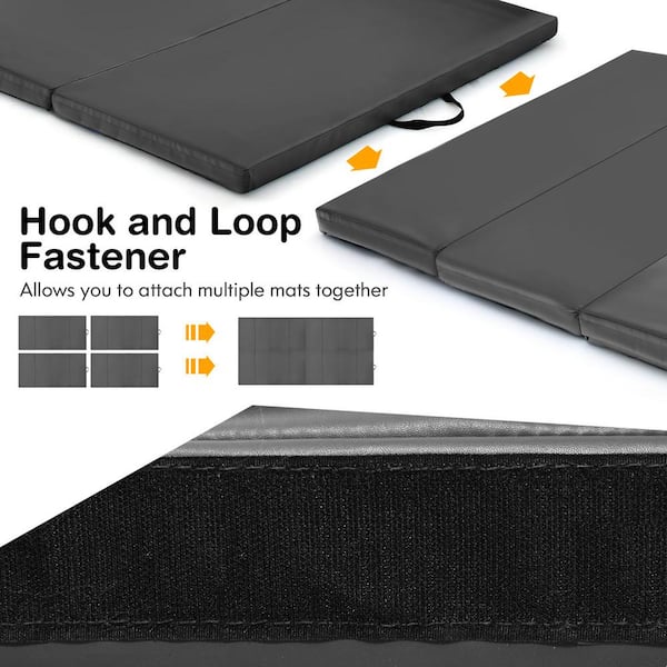 Black 48 in. x 96 in. x 2'' Gymnastics Mat Thick Folding Panel Aerobics Exercise Gym Fitness (32 sq.ft.)