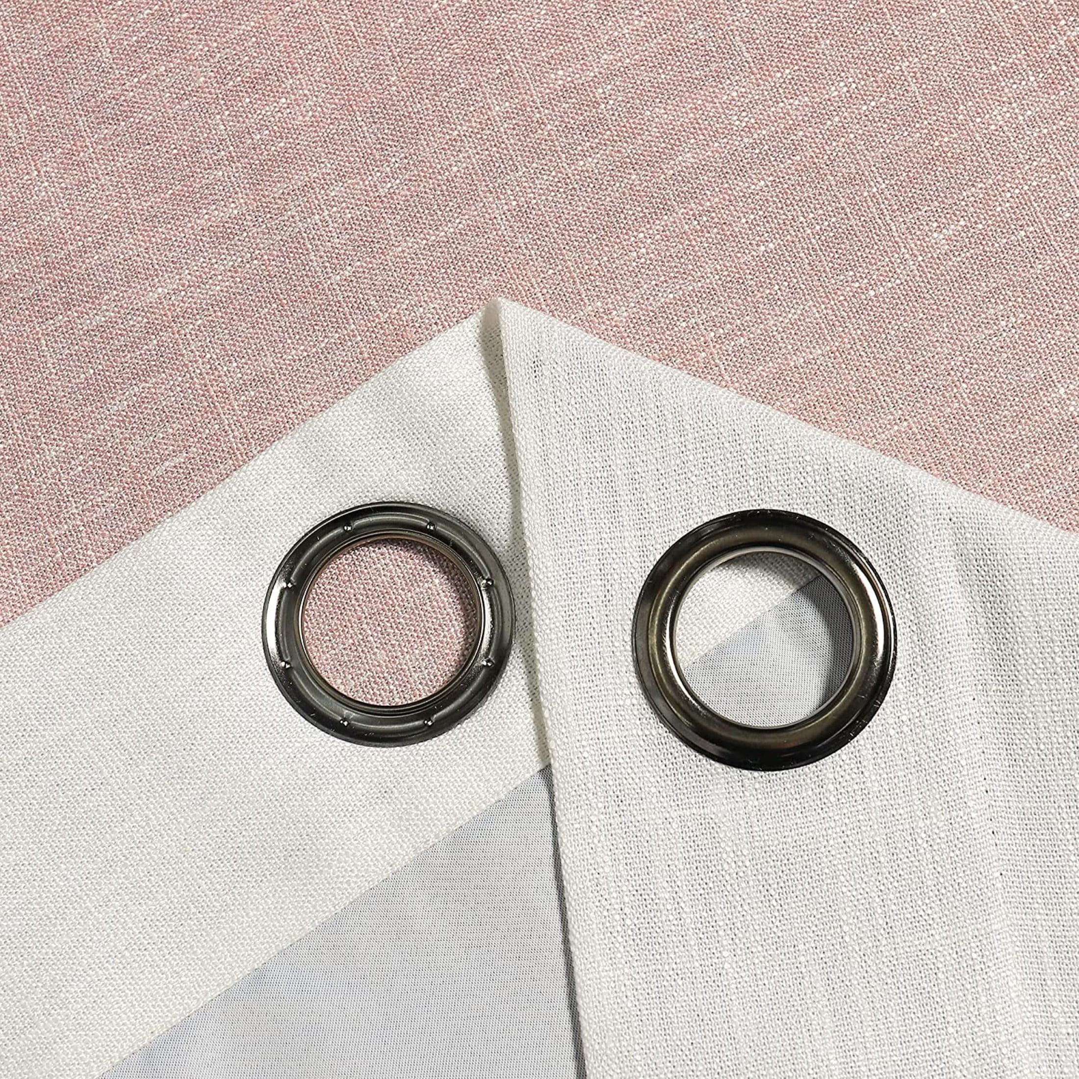 Uptown Home Pink White Ombre Full Blackout Window Curtain Panels Linen Texture Greyish White Liner Gradient Grommet Drapes for Grils Room Room, 50