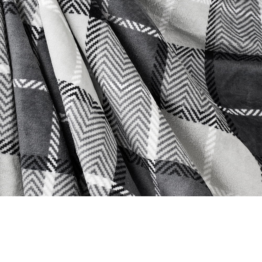 PAVILIA Premium Plaid Sherpa Fleece Throw Blanket | Super Soft, Cozy, Plush, Lightweight Microfiber, Reversible Throw for Couch, Sofa, Bed, All Season (50 X 60 Inches Charcoal Grey)