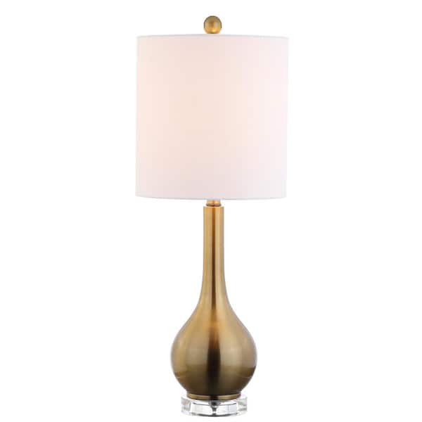 Dylan 25 in. Brass Metal/Crystal Teardrop Table Lamp