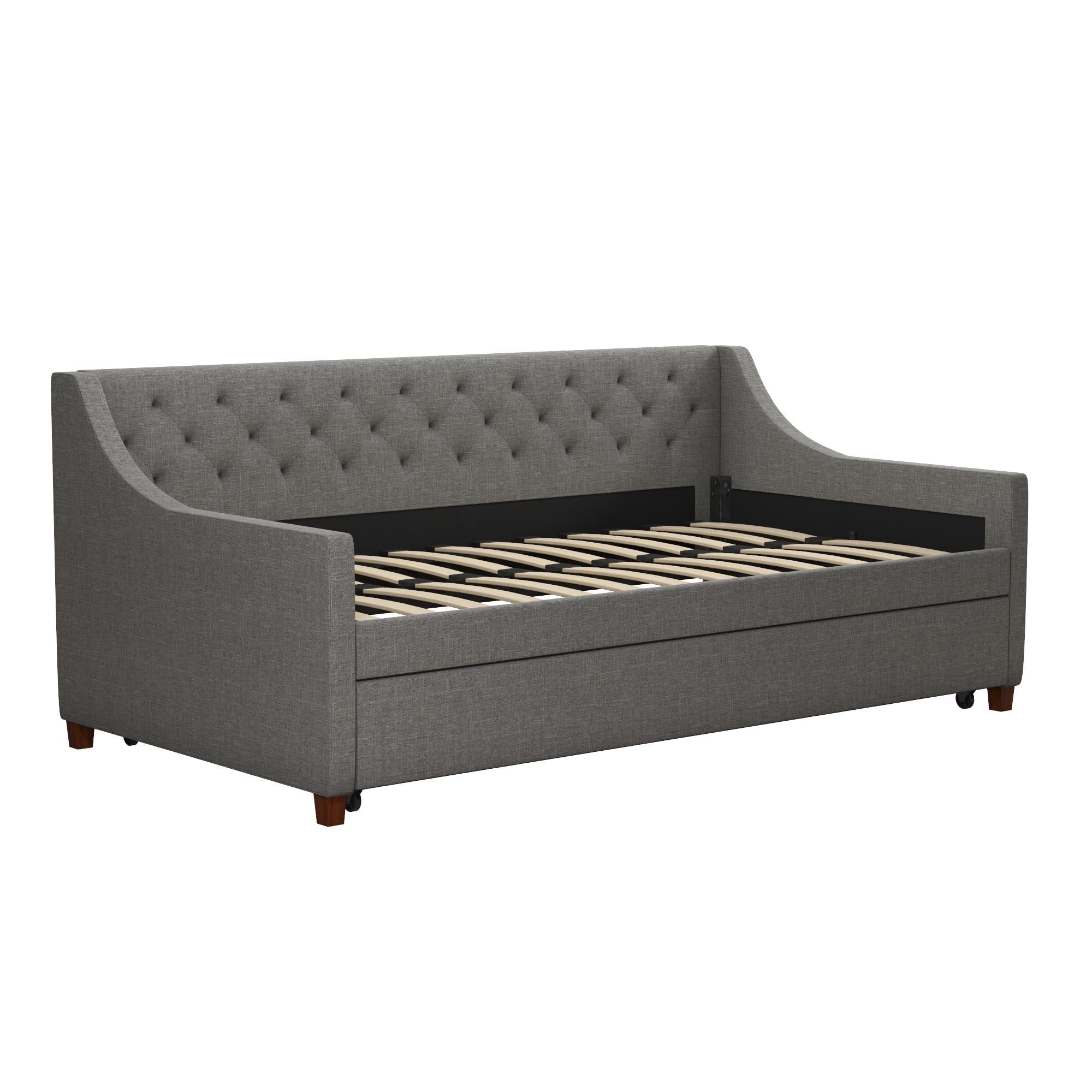 Novogratz Her Majesty Daybed and Trundle, Grey Linen
