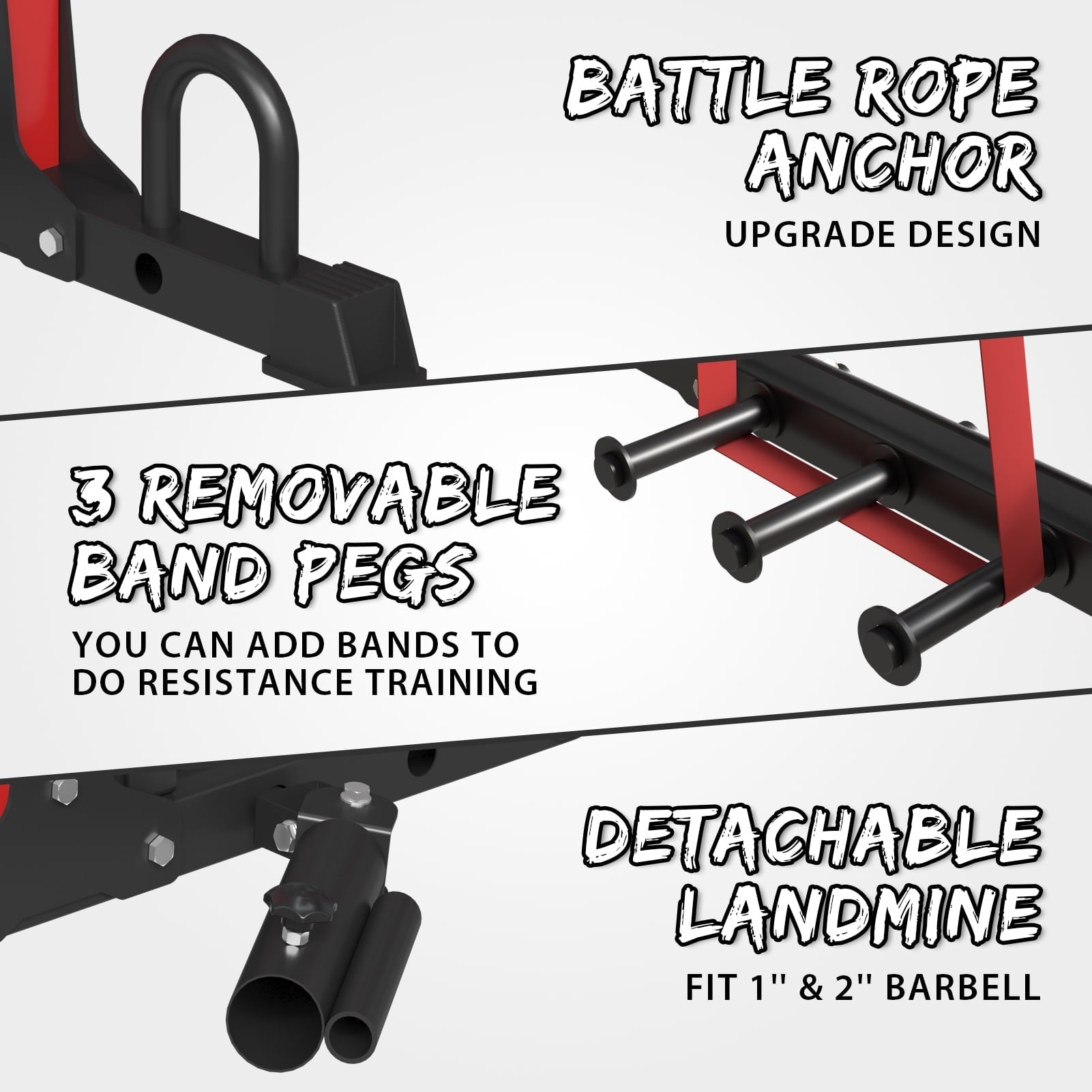 Mikolo Power Rack Cage, 1500 lbs Weight Rack with Cable Crossover Machine,Multi-Function Squat Rack with J Hooks,Dip Bars and Landmine for Home Gym (Red)