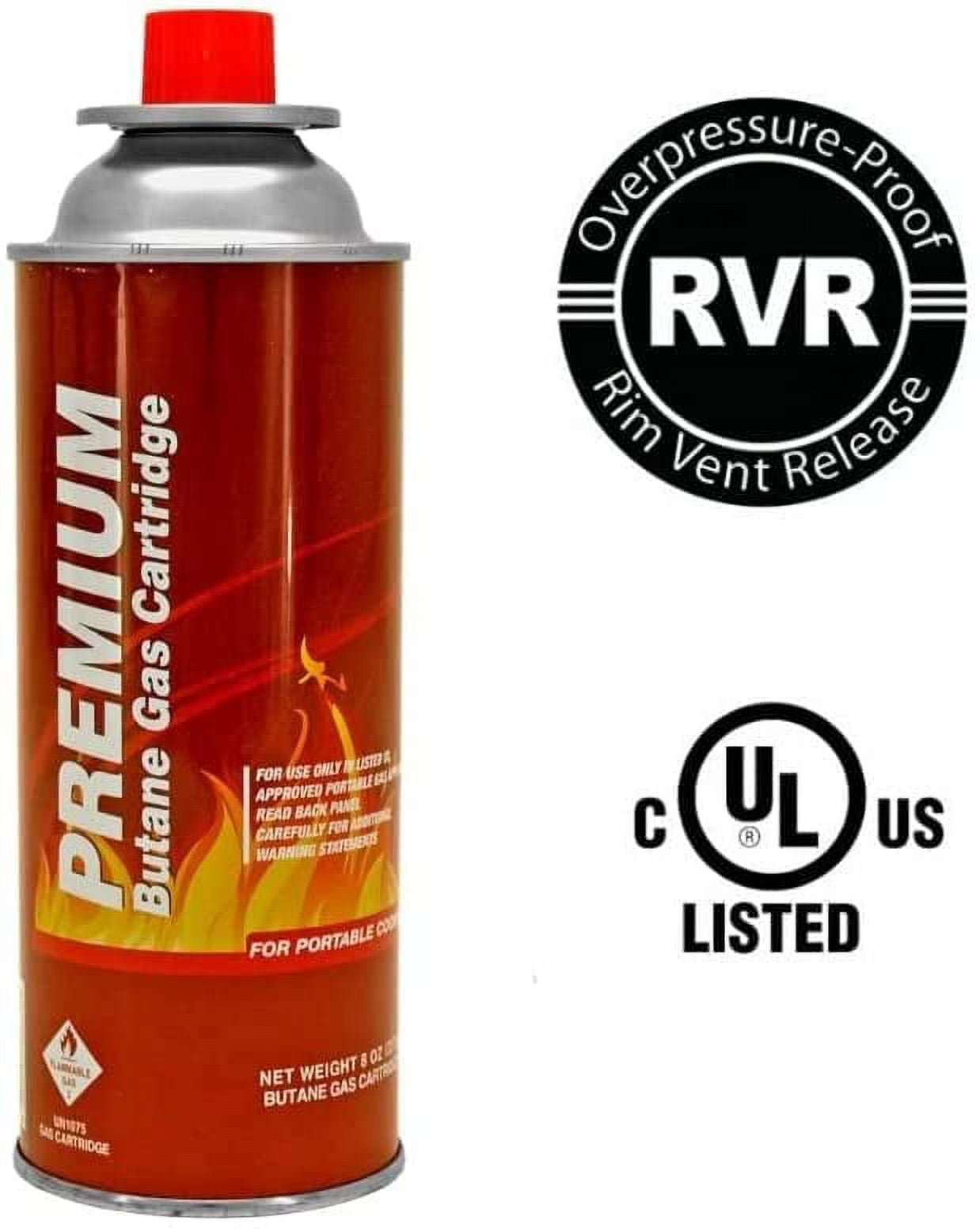 Butane Fuel Canister - UL Listed (12 Pack) - Explosion Proof - RVR System