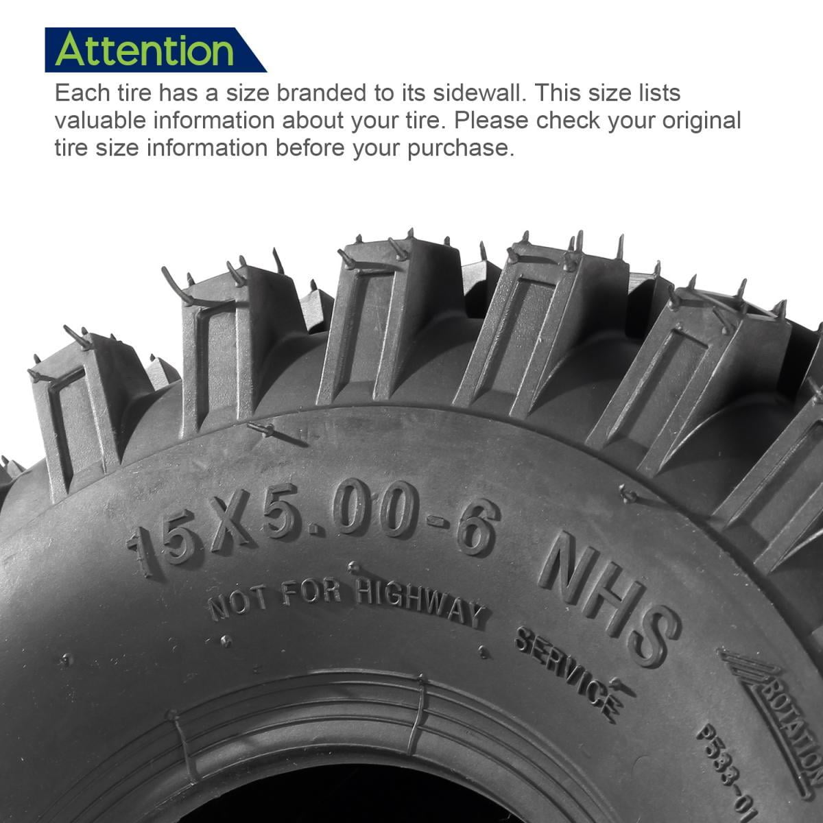 MaxAuto ATV Tires 15x5.00-6 15x5x6 Snow Hog Lawn and Garden Tires Snow Blower Thrower Tire 2PR, Set of 2