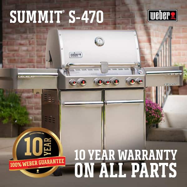 Summit S-470 4-Burner Propane Gas Grill in Stainless Steel with Built-In Thermometer and Rotisserie