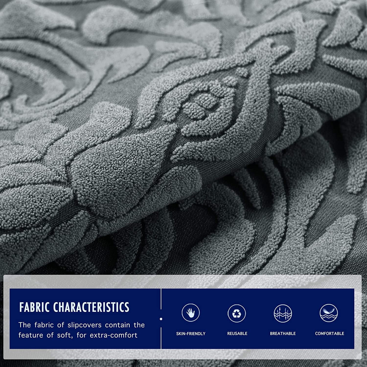 Subrtex Sofa Slipcover 1-Piece Jacquard Damask Couch Cover,XL Sofa,Grayish Green