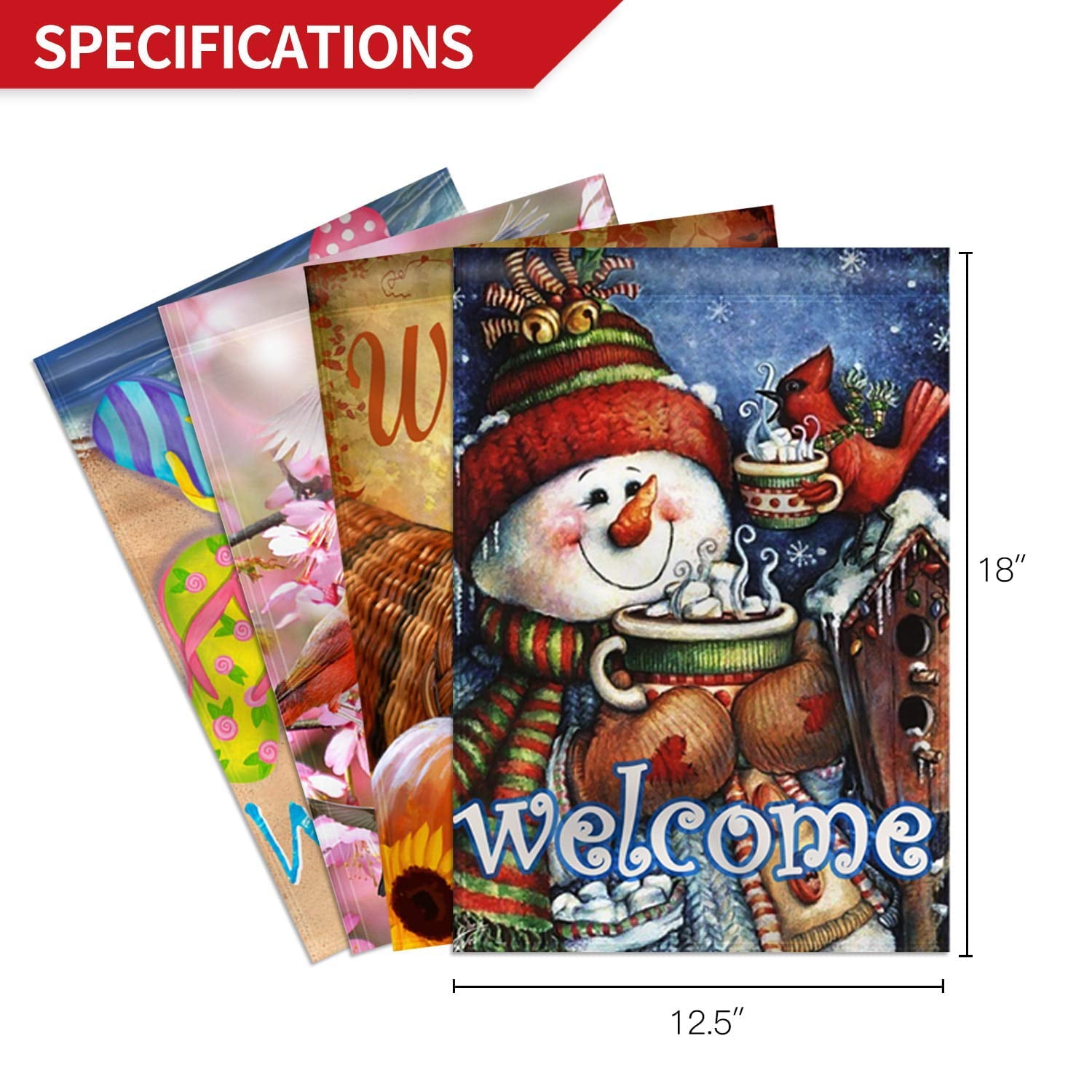 Anley Seasonal Garden Flags Set 4 Seasons Series Spring Summer Autumn Winter Garden Flags Double Sided 18 x 12.5 Inch