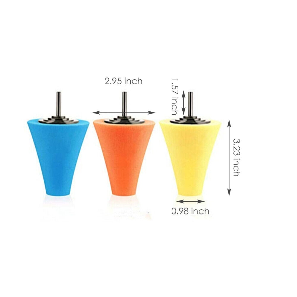 KingFurt 5Pcs Foam Drill Polishing Cone Ball Pads Kit Car Hub Waxing Buffing Wheel Polisher Conical Sponge