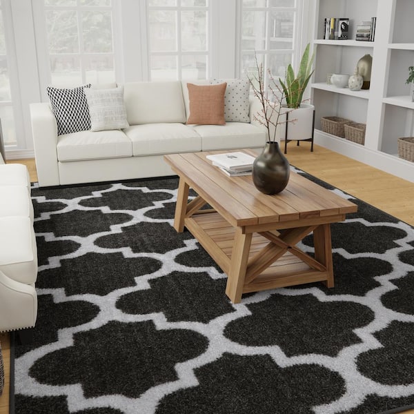 Seyward Grey 8 ft. x 10 ft. Trellis Shag Area Rug