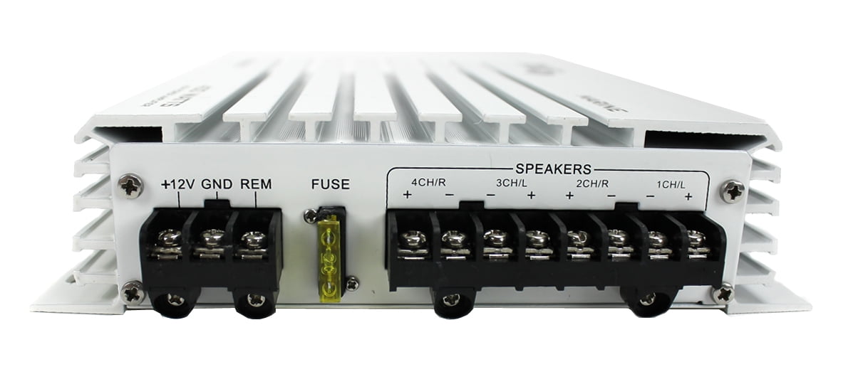 Pyle PLMRA400 400 Watt 4 Channel Waterproof Marine Boat Audio Amplifier, White