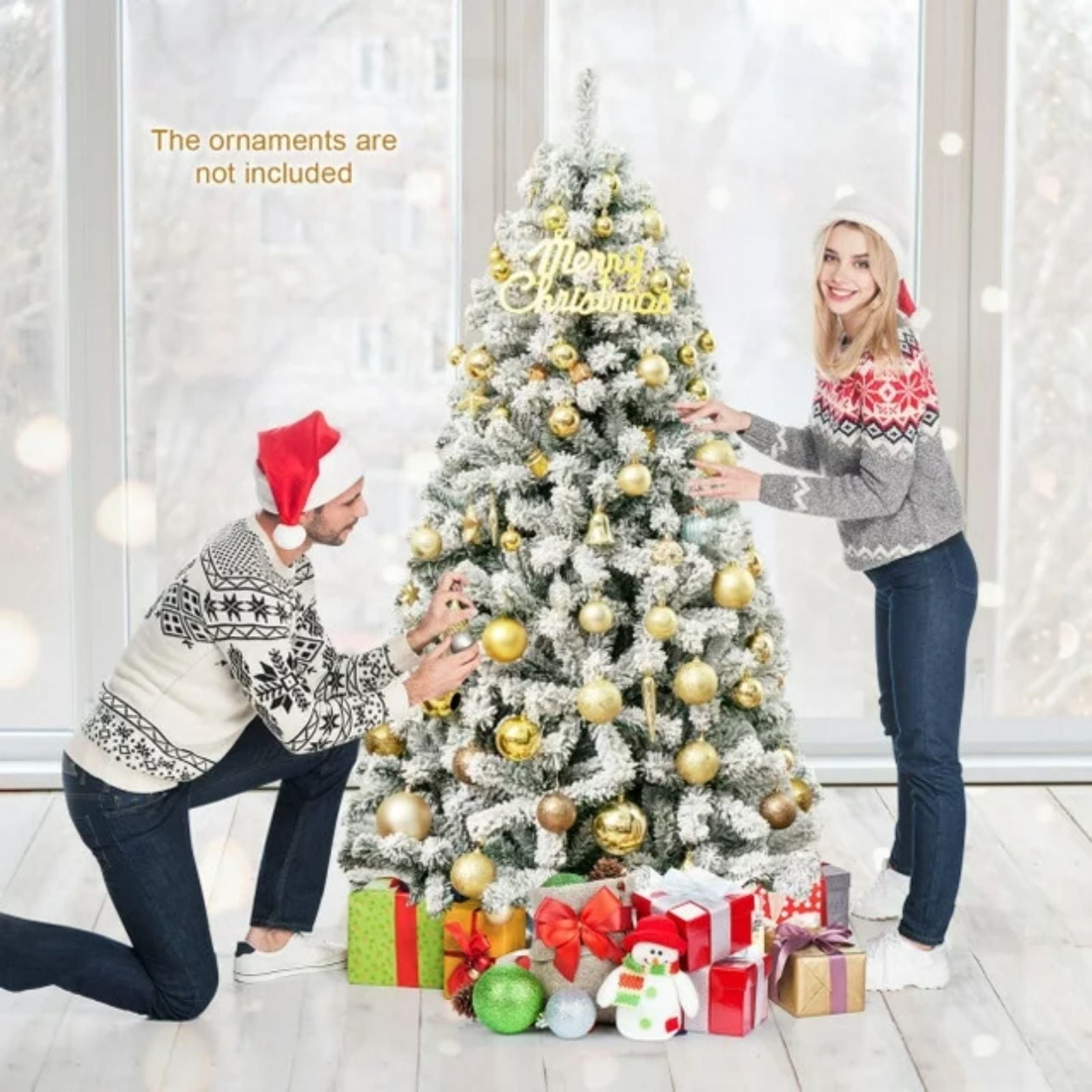 SUGIFT 6ft Snow Flocked Christmas Tree for Holiday Decor