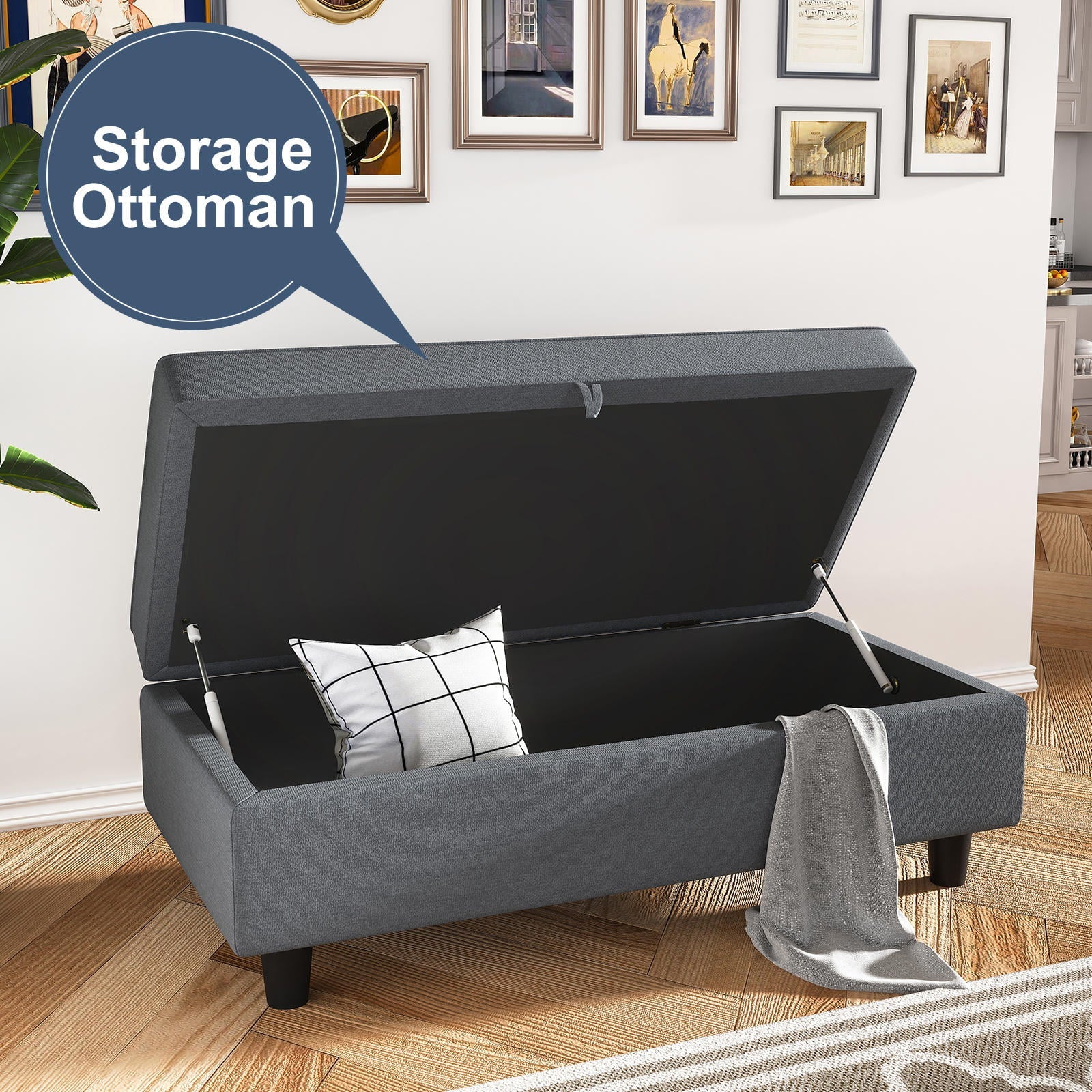 Honbay Dryades Sectional Sofas, Gray